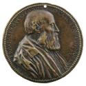 Bronze portrait medal of Francesco Taverna, bearded, in profile to the right; pearled border