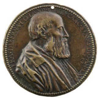 Bronze portrait medal of Francesco Taverna, bearded, in profile to the right; pearled border