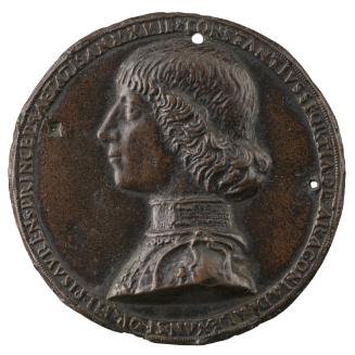 Bronze portrait medal of Costanzo Sforza in profile to the right