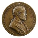 Bronze portrait medal of Gerolamo Cardano, bearded, in profile to the right