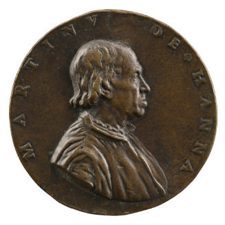 Bronze portrait medal of Martin de Hanna in profile to the right
