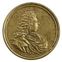 Gilt bronze portrait medal of Francesco Riccardi wearing a long full-bottomed 17th-century styl…