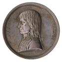 Silver portrait medal of Napoleon Bonaparte in profile to the left