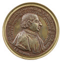 Gilt bronze portrait medal of Innocenzio Buonamici wearing a zucchetto in profile to the right