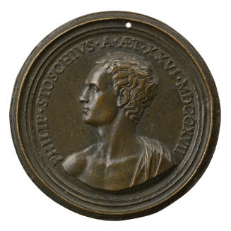 Bronze portrait medal of Philip Stosch, nude, with drapery over his left shoulder, in profile t…
