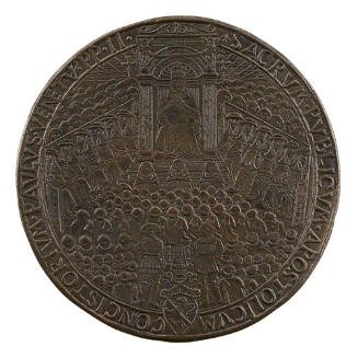 Bronze medal depicting the pope in public consistory
